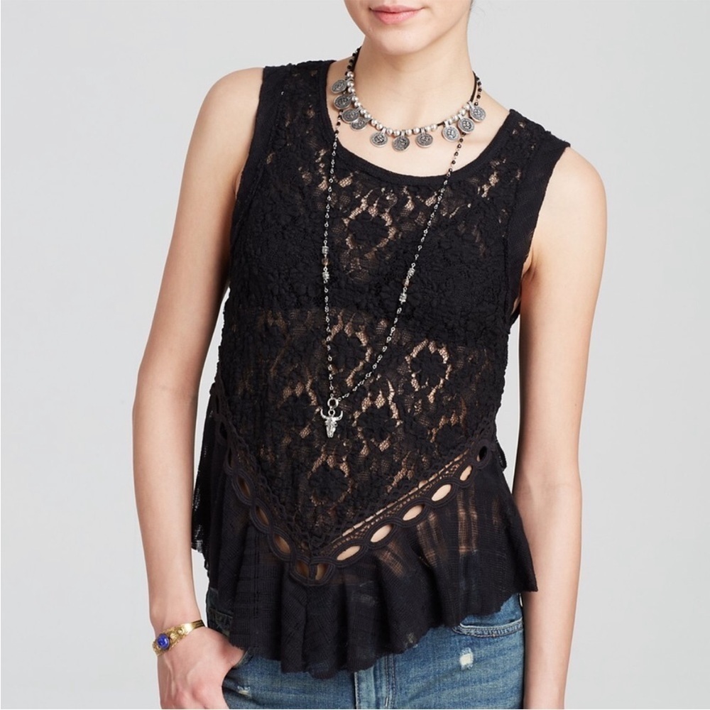 Free people “dark bloom” lace top open back rare - Picture 10 of 11